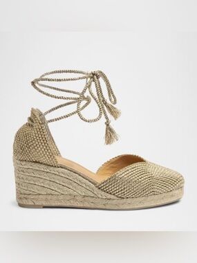 Castaner Stunning Gold Woven Espadrille Wedge Sandals